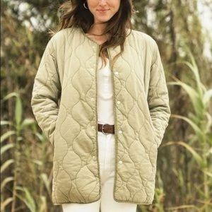 Sustainable brand Outerknown Quilted Jacket in green. Size medium